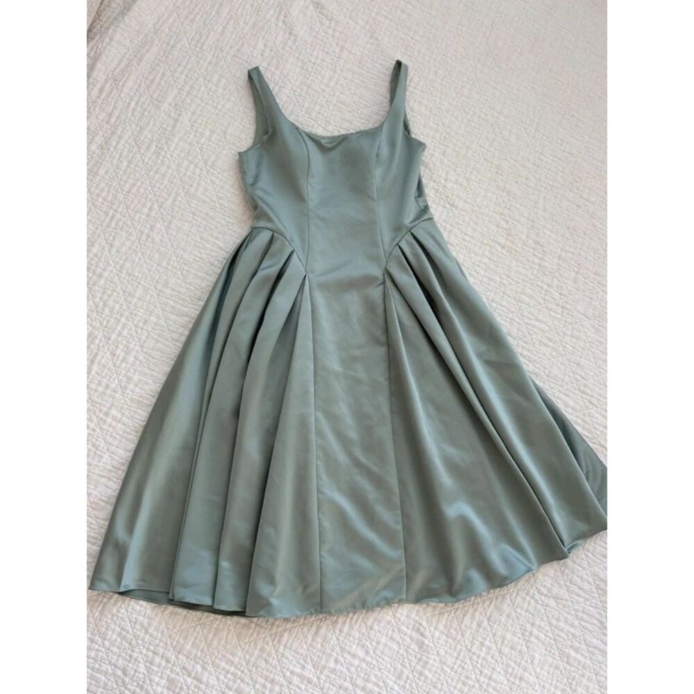 DB Studio Formal Gown sage green corset back tie dress